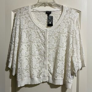 NWT Torrid Women’s Off White Cropped Lace Boho Button Down Cardigan Sweater 4X